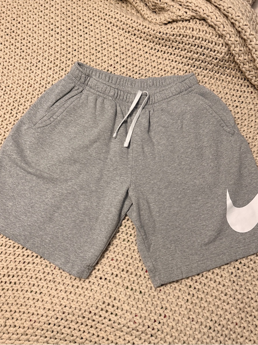 Nike Light Gray Shorts with White Swoosh